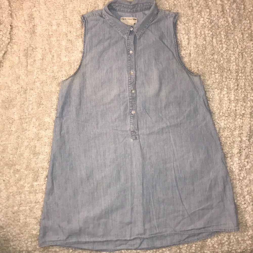 Rag&Bone chambray sleeveless collar mini dress